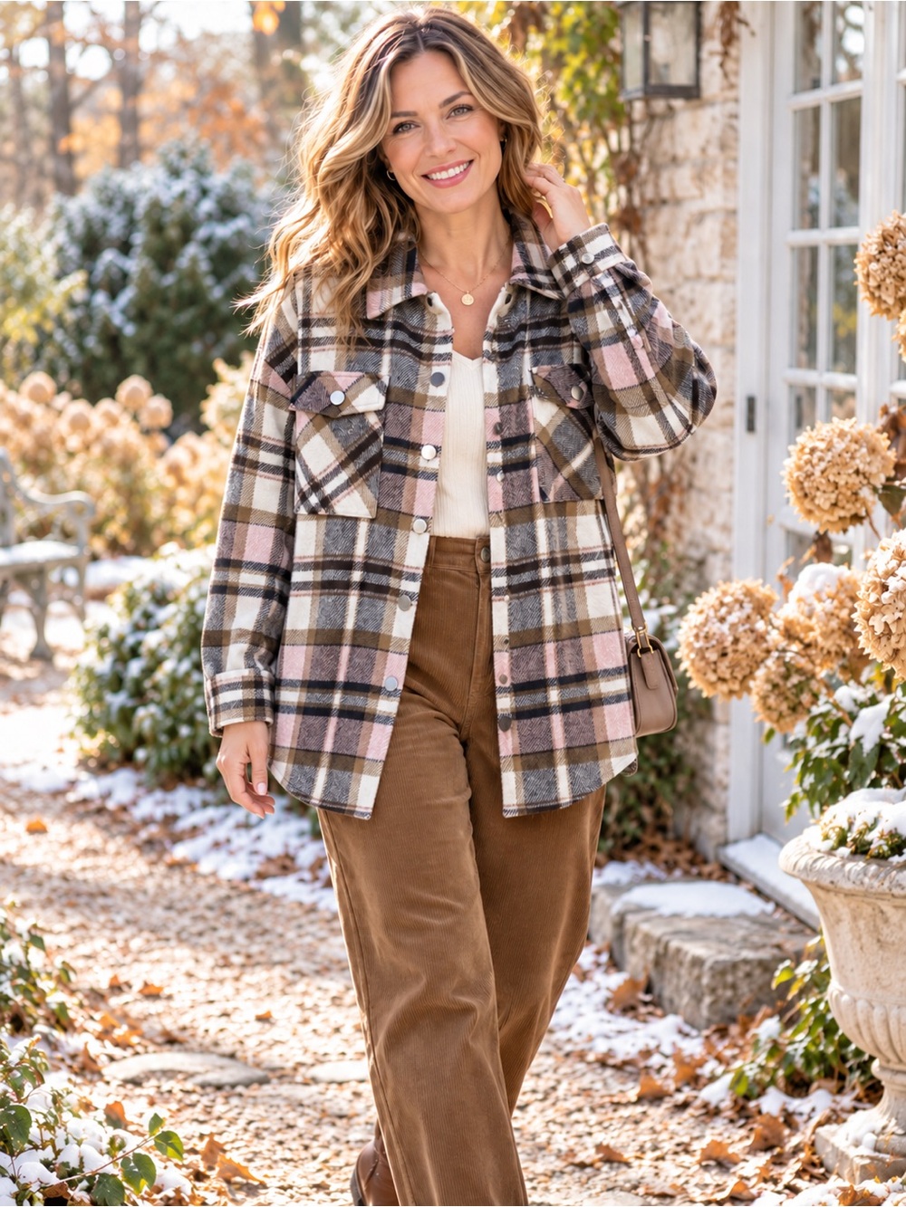 Boutique Pink Plaid Oversized Shacket XL